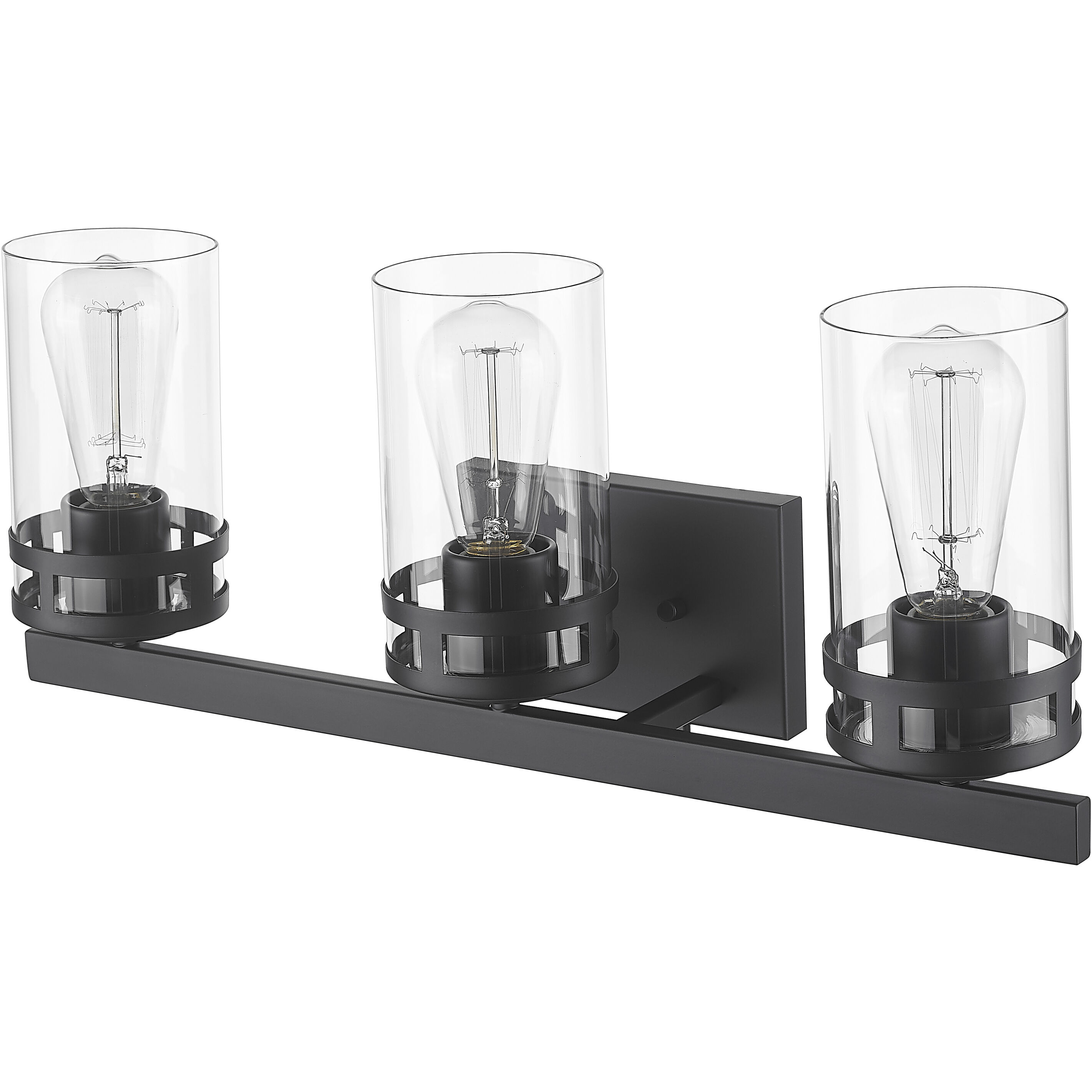 Lunden 3 Light 22 inch Matte Black Bathroom Vanity Light Wall Light